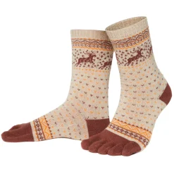 Knitido Hossa – Varme merino tåsokker – Beige / Brown