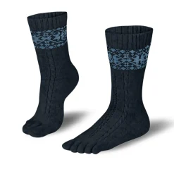 Knitido Merino & Cashmere Snowflakes – Tåsokker – Anthracite / Light Blue