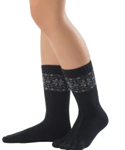 Knitido Merino & Cashmere Snowflakes – Tåsokker – Black / Grey