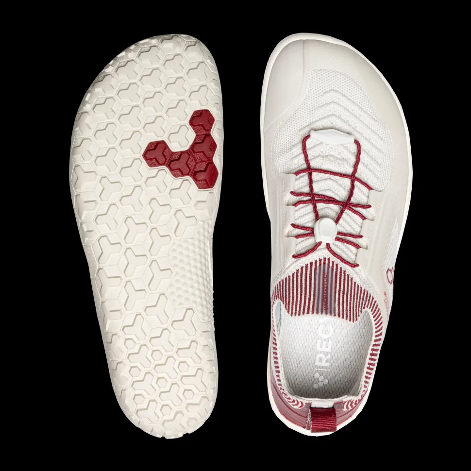 Vivobarefoot Primus Trail Knit FG Womens – Limestone/Rumba Red